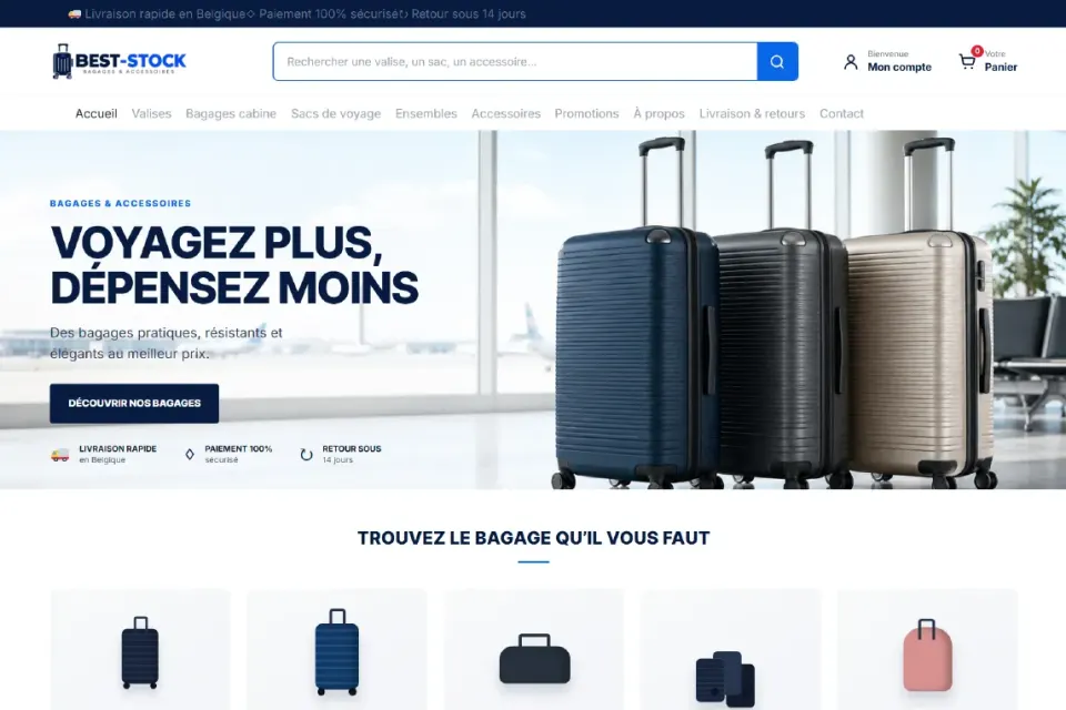 Aperçu de la page d’accueil Best Stock