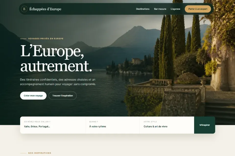 Aperçu de la page d’accueil Échappées d’Europe